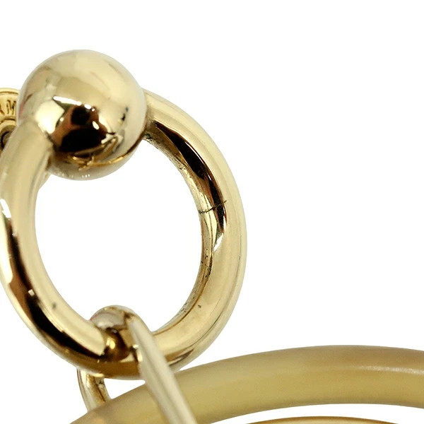 Used Auth HERMES Hoop Pierced earrings amulet Duo Brown GP Women
