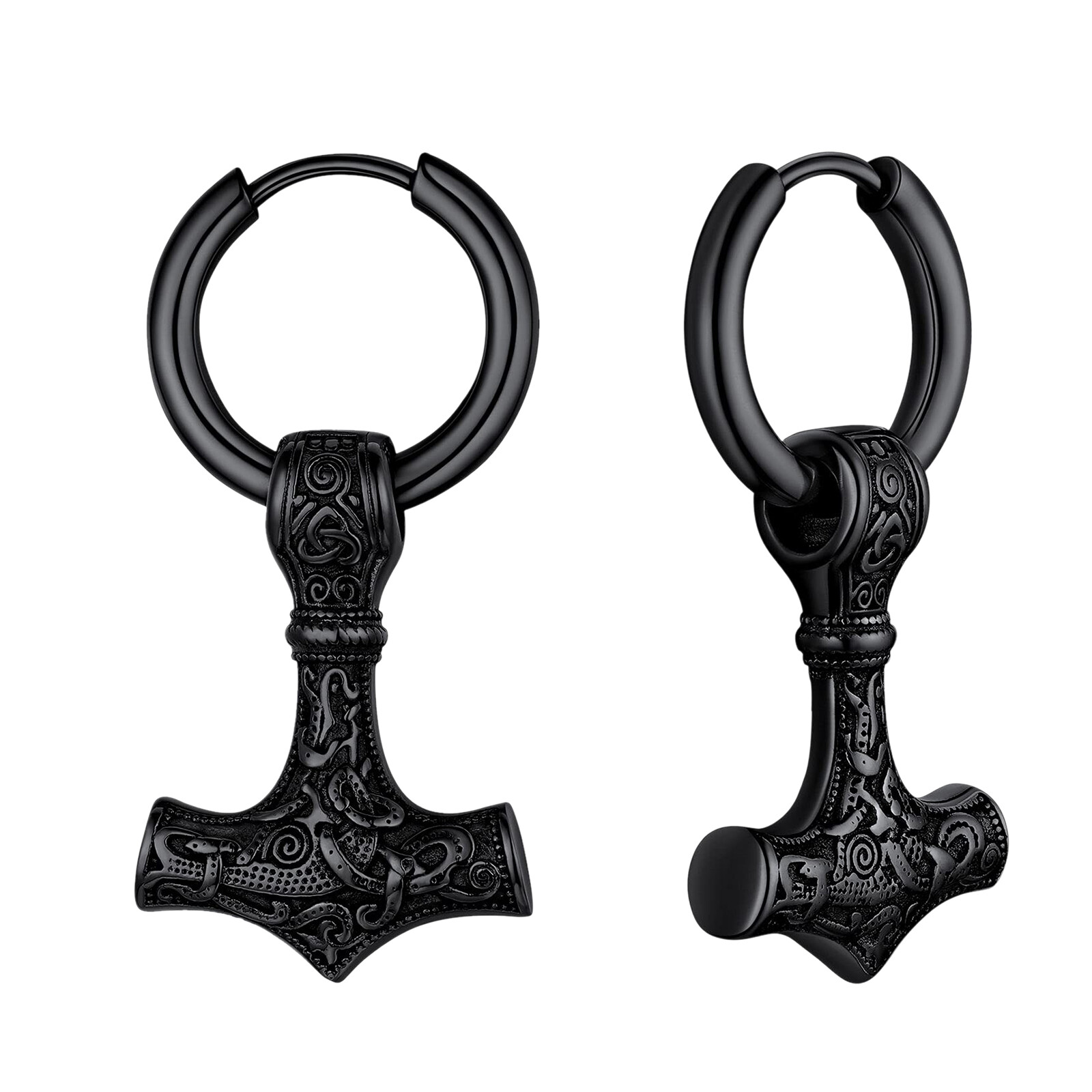 Viking Thors Hammer Earrings for Men Women Stainless Steel Drop Dangle Earrings