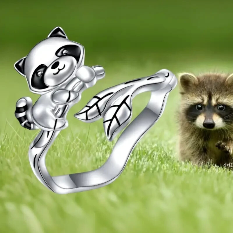Raccoon Animal Design Silver Toned Hand Jewelry For Women Girls Adjustable New