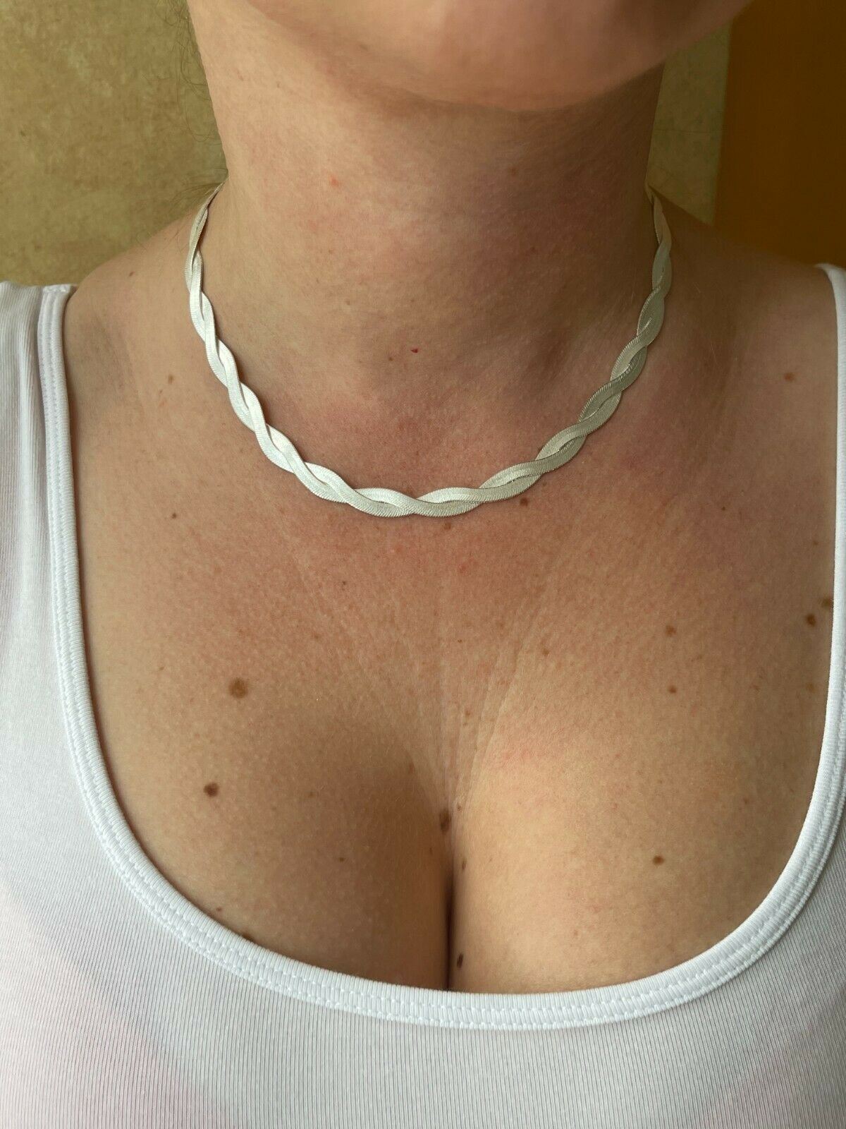 7mm Thick Solid 925 Silver Twisted Braided Herringbone Chain Necklace 16″ – 20″