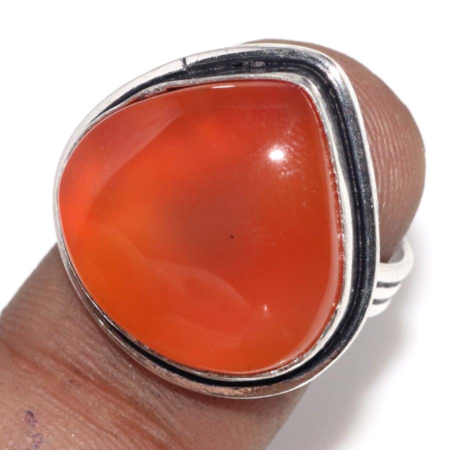 Carnelian 925 Silver Plated Ring US 9 Classic Timeless Gift Most Beautiful MJ