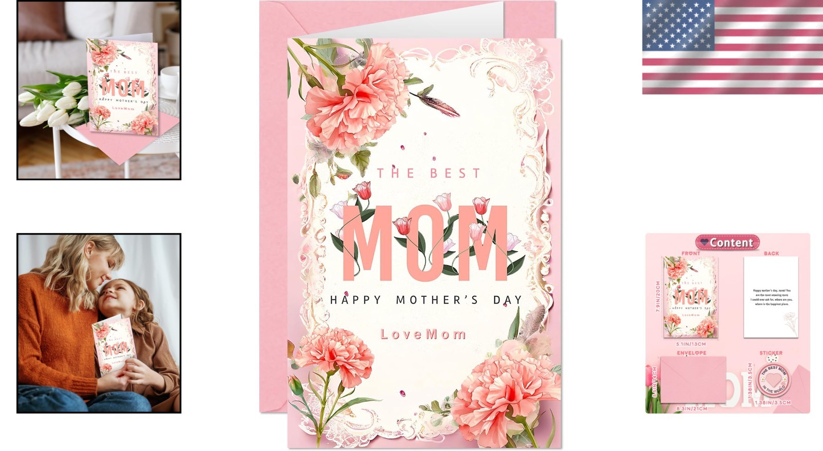 Heartfelt Mother’s Day Card with Elegant Floral Design & Envelope – Perfect Gift