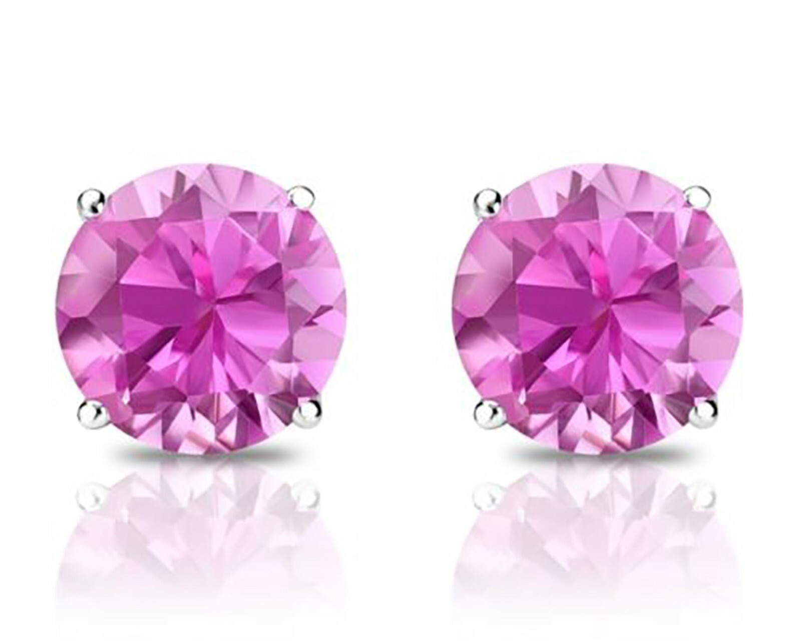2 Ct Womens Mens Stud Earrings Pink Simulated Diamond in 14K Gold Plated Silver