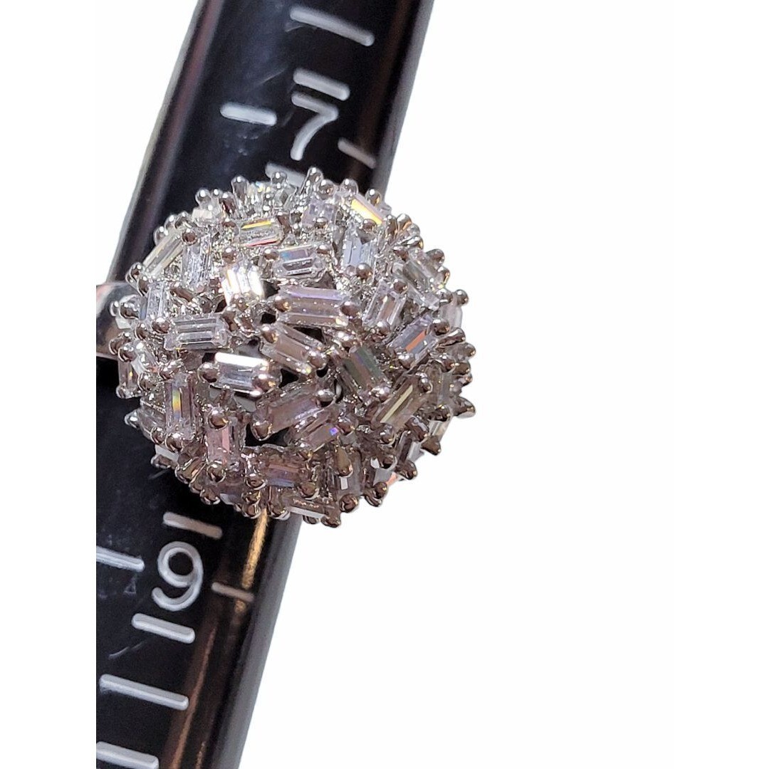 Silver Tone Cubic Zerconia Dome Bling Cocktail Ring Size 8