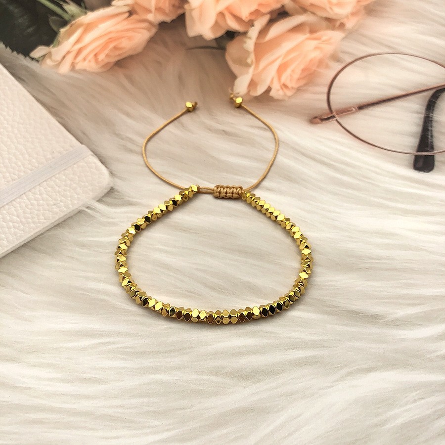 Natural Hematite Beaded Bracelet Healing Reiki Success Abundance Jewelry