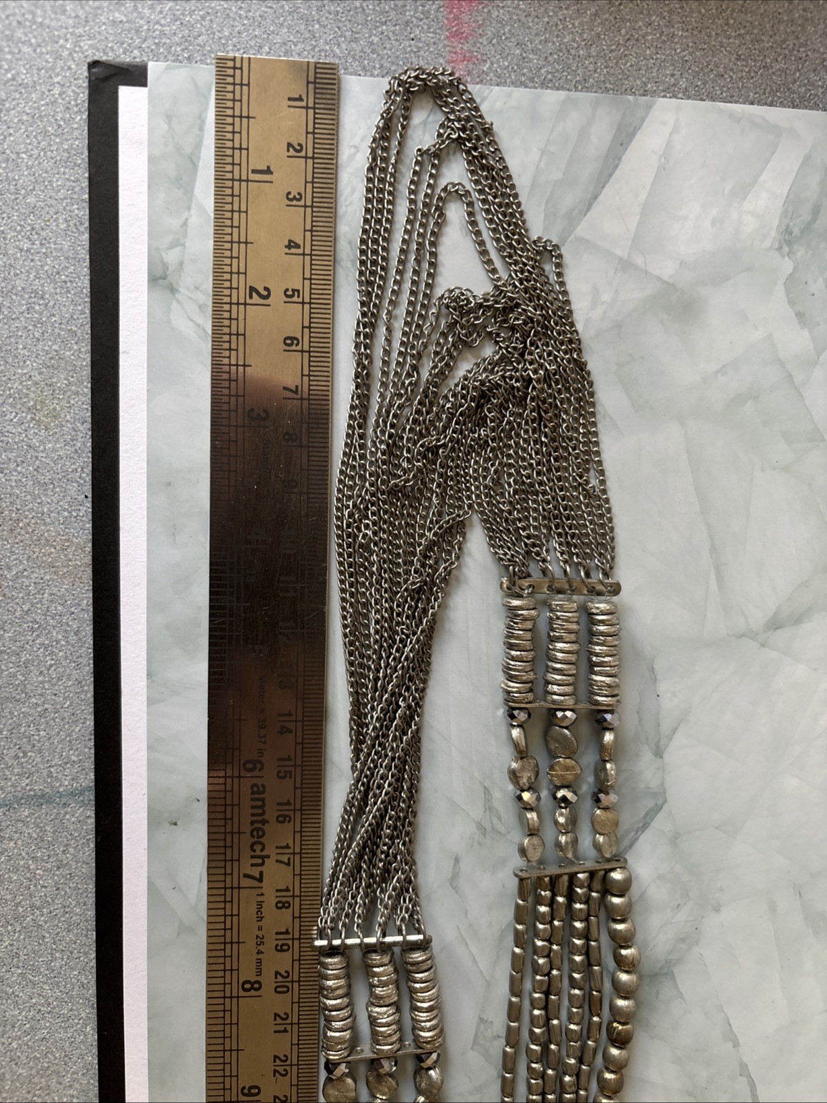 Statement Necklace Layered Chains Beads Faceted Biker Prom Goth Whimsy Trend