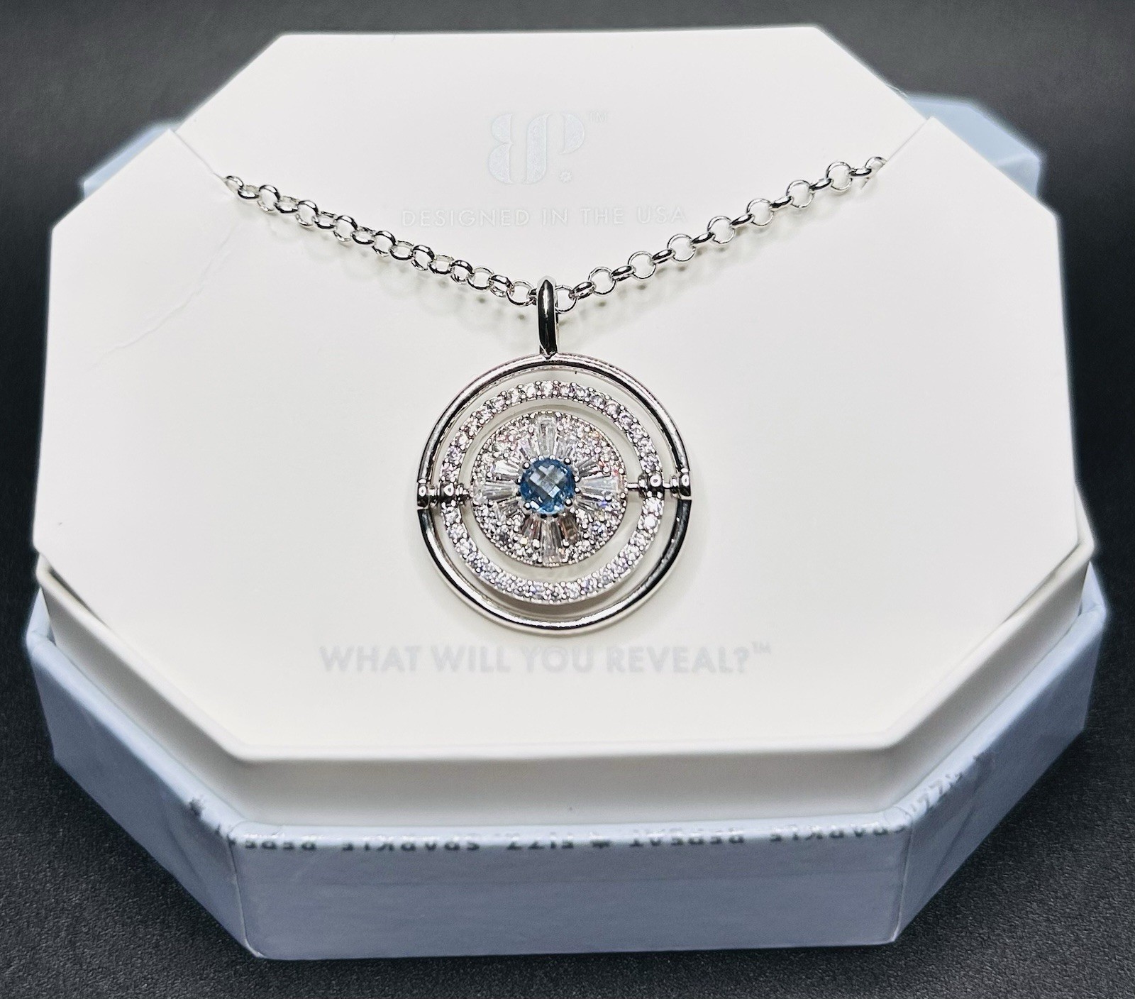 Bomb Party Rare Unicorn Necklace NK60444 Lab-Created Blue Zircon Spinel Rhodium