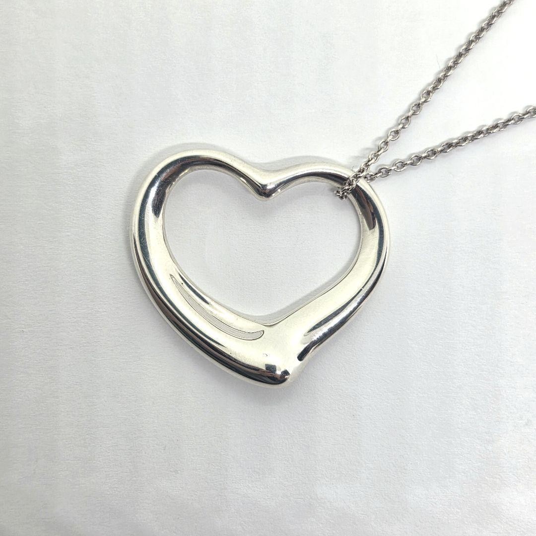 【Large】Authentic Tiffany & Co. Elsa Peretti Open Heart Necklace 36mm SV925 Japan
