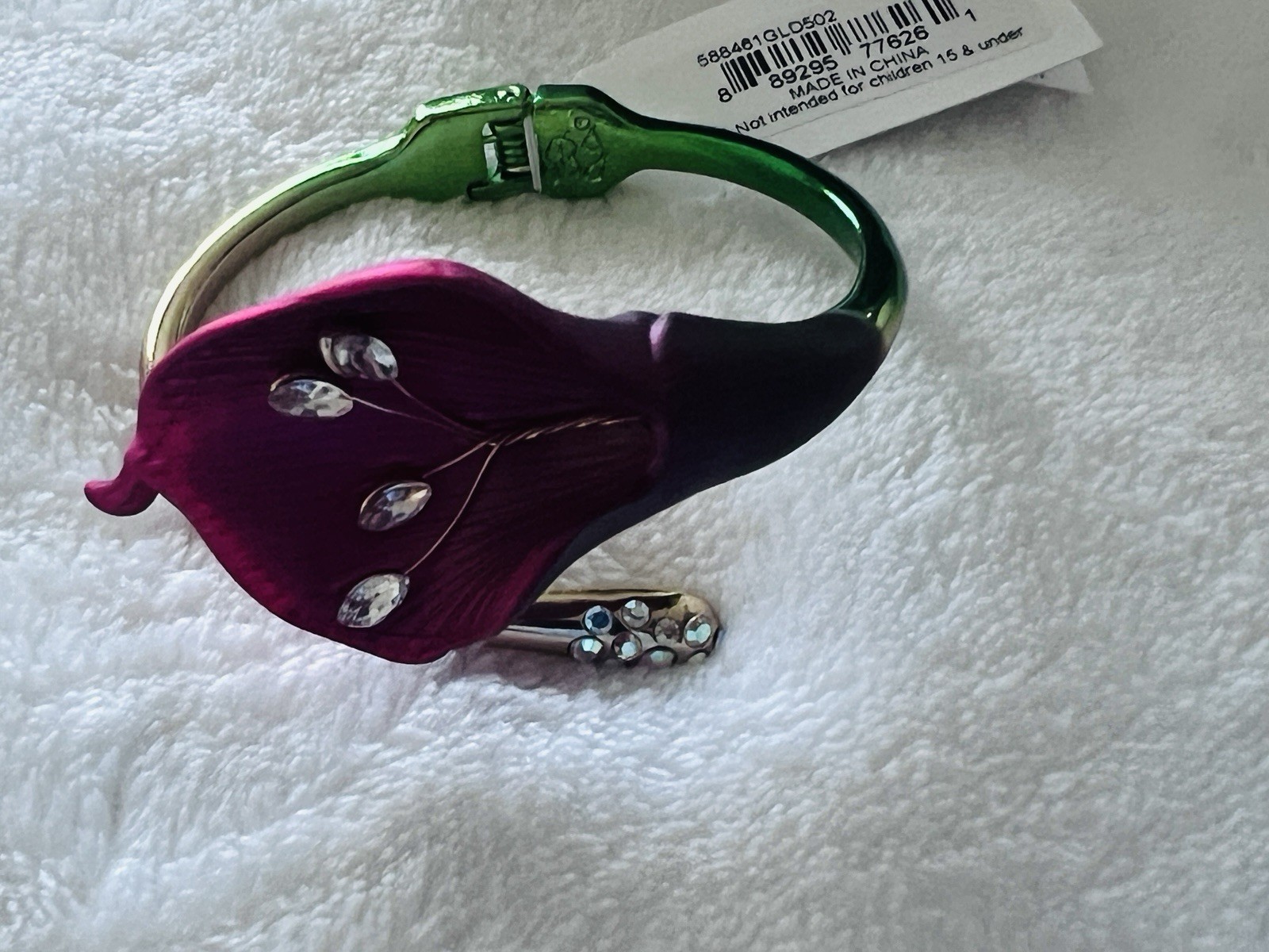 Betsey Johnson Calla Lily Statement Hinge Necklace, bracelet, ring and earrings