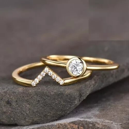 2Ct Round Cut Simulated Diamond Women’s Bridal Ring 14k Yellow Gold Plated