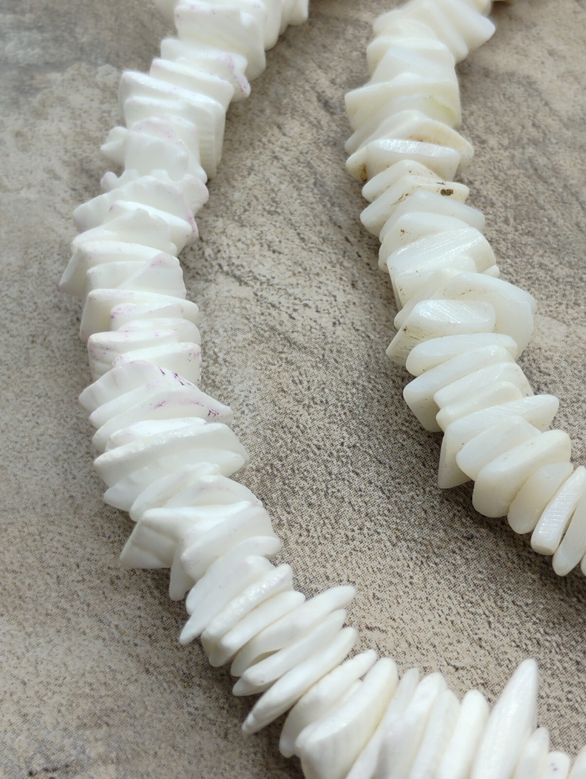 Vintage White Chipped Shell Choker Necklace & Anklet Set Beach Surfer Boho