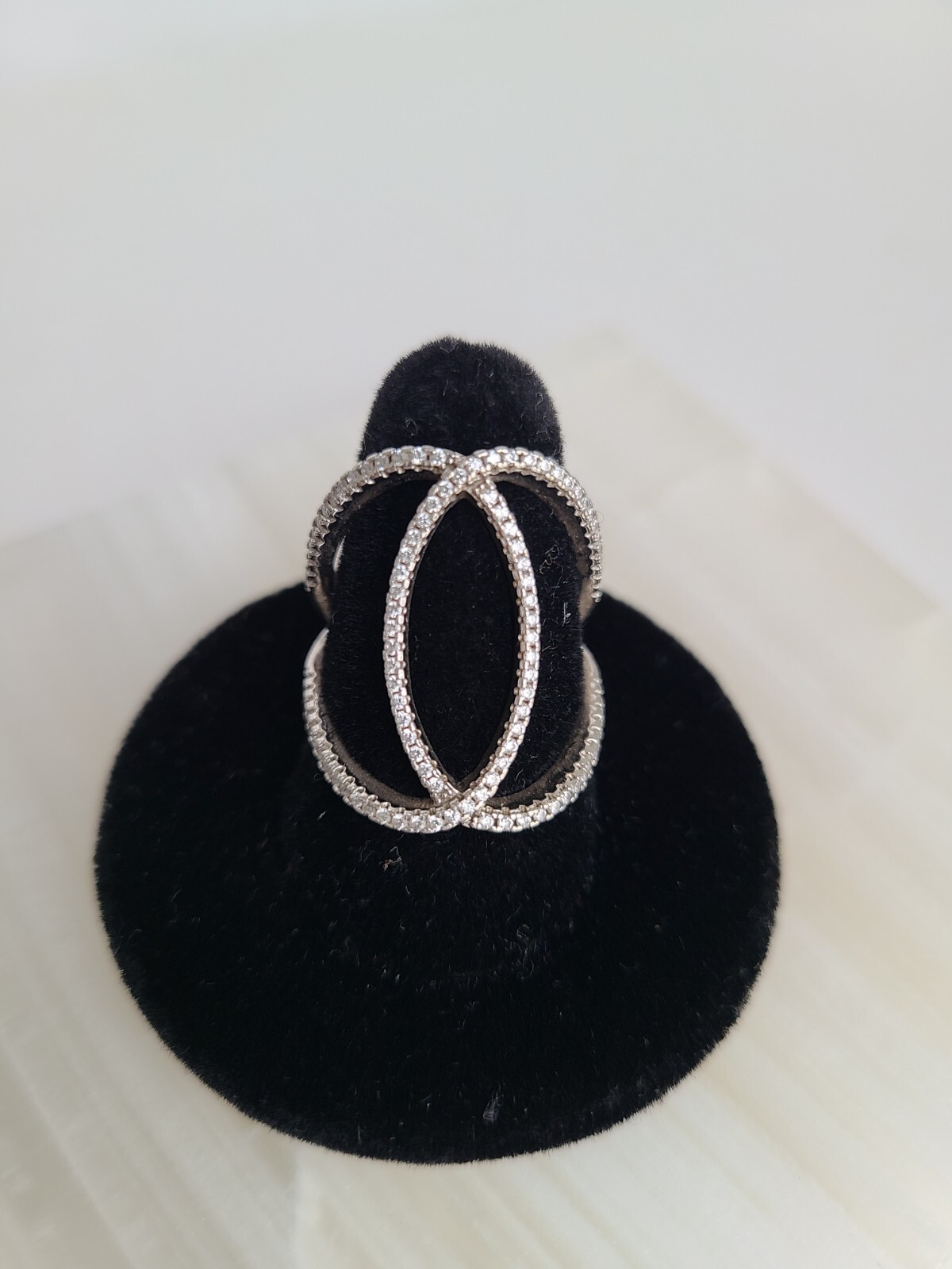 Designer BSI Sterling Silver 925 Ring Modern Double C Design Size 7