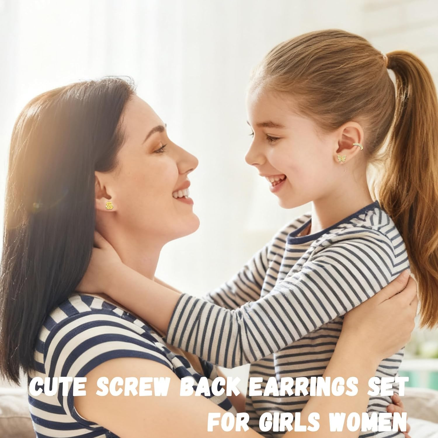 10 Pairs Hypoallergenic Flat Back Earrings for Women Girls Kids Cute Surgical St