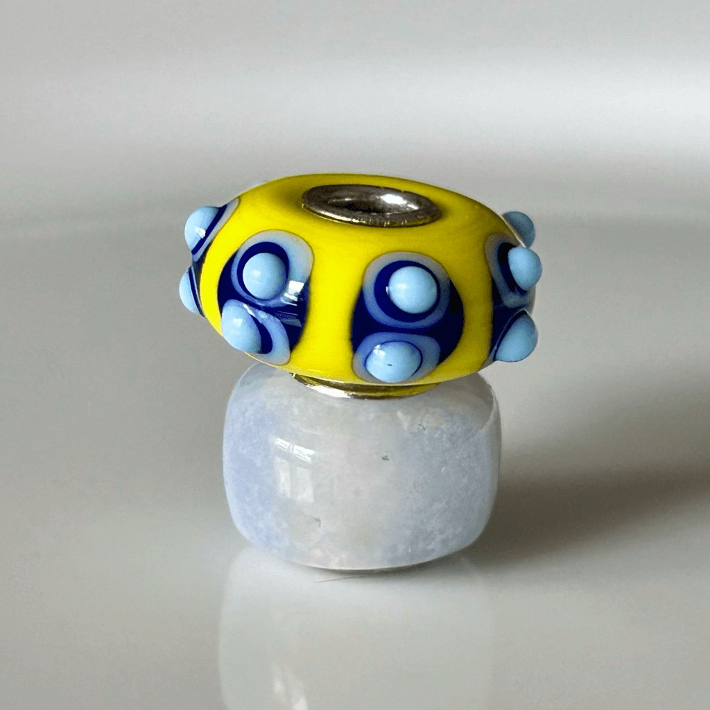 TROLLBEADS Yellow Blue Bumpy Unique LAA 925S w SzilvaBeads Blue Crazy Lace Agate
