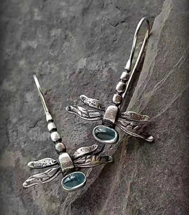 New Silver Plated Dragonfly Earrings Simple Hook Dangle