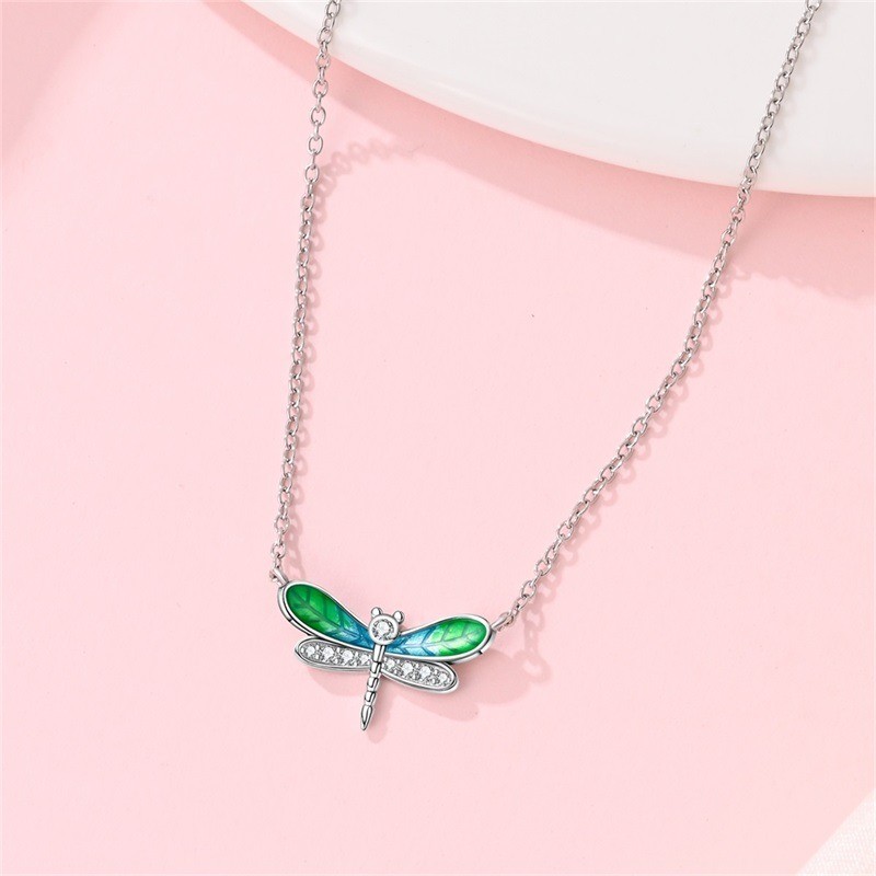 PANDACH 925 Sterling Silver Women Necklace Dragonfly Charm Pendant Jewelry Gifts