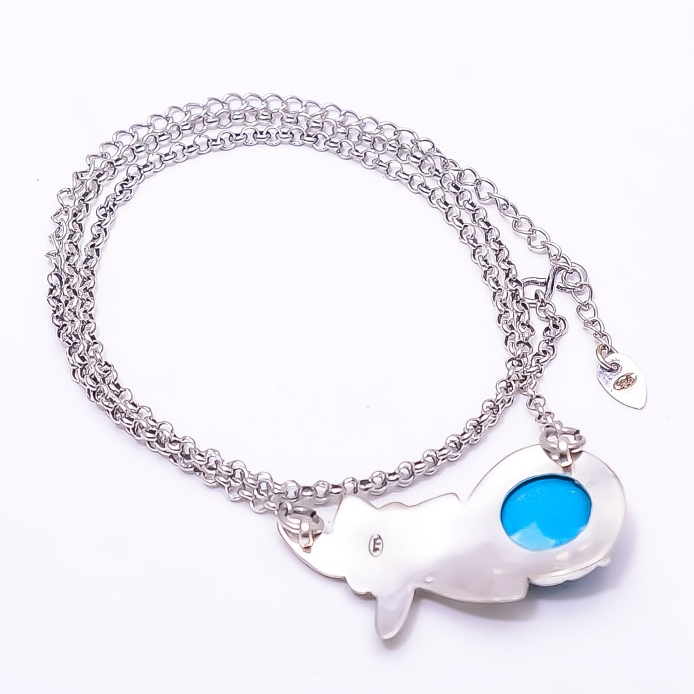 Larimar Flower 925 Sterling Silver Chain Pandent 17.99″ CP944021237 Gift for her