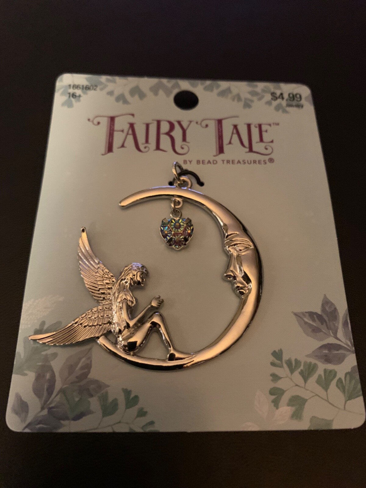FAIRY WITH RAINBOW RHINESTONE WINGS MOON METAL BRIGHT GEM FAIRY MOON BRIGHT