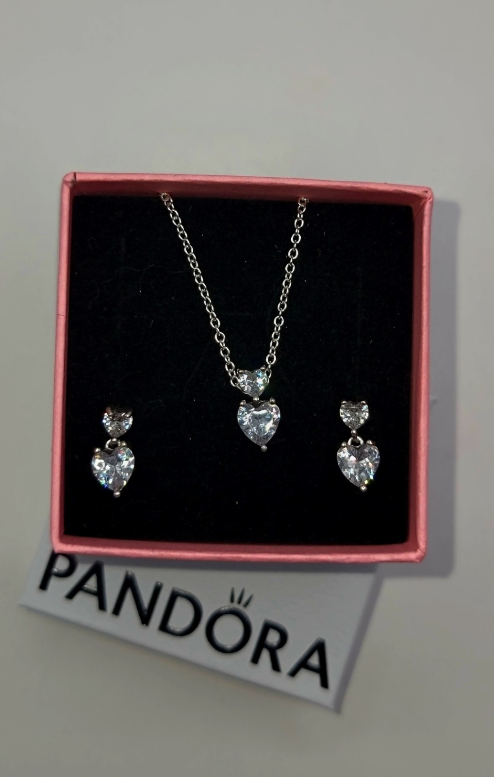 🔅Authentic Pandora Necklace Two-tone Circles With Earrings Gift Set In Box