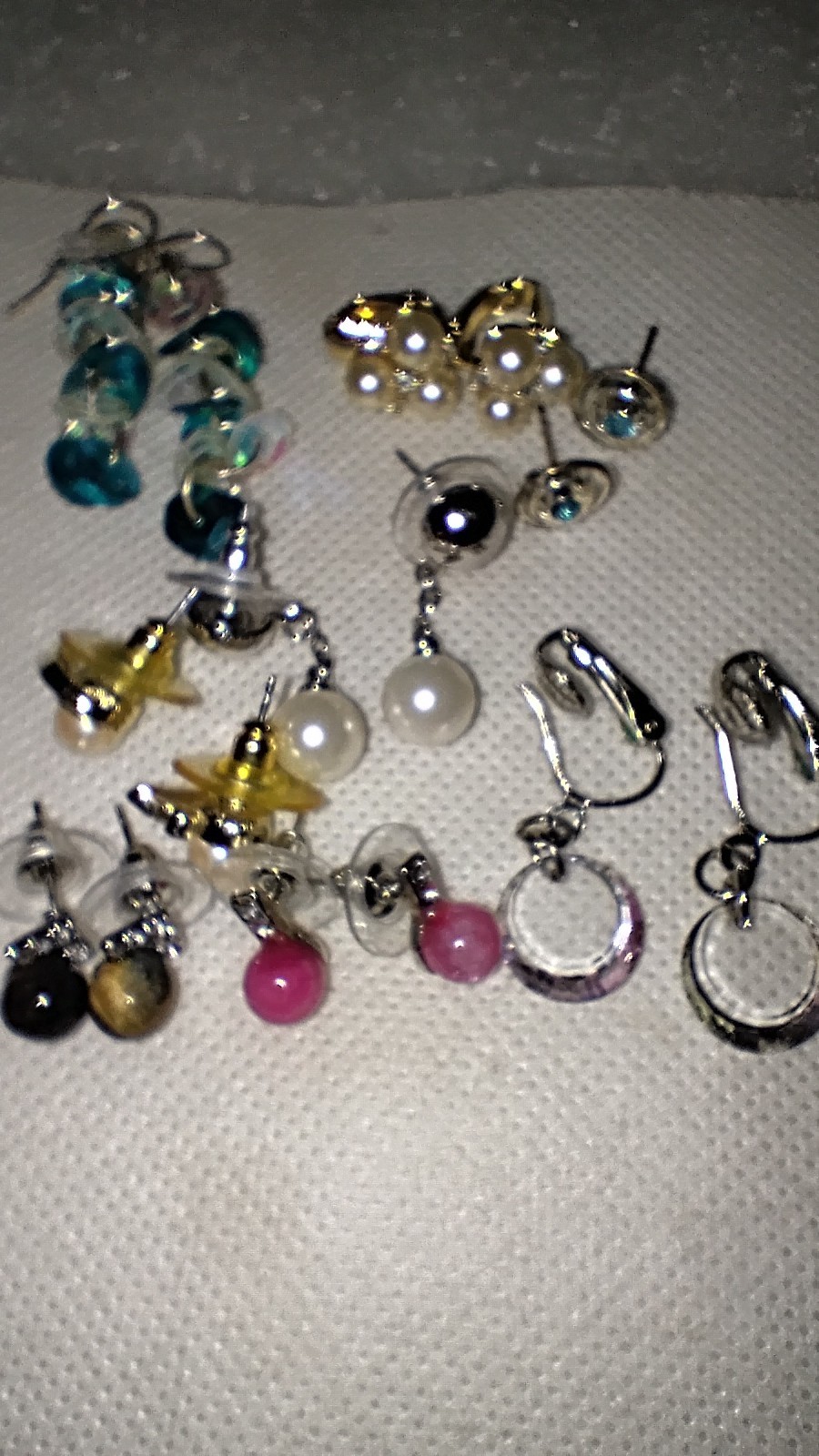 8 Pair Earrings Lot, Beaded, Dangle Pierced Clip on Chandelier Drop Mixed Styles