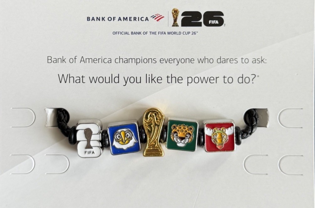 FIFA World Cup 26 Bank Of America Braided RARE WHITE FIFA Charm Bracelet