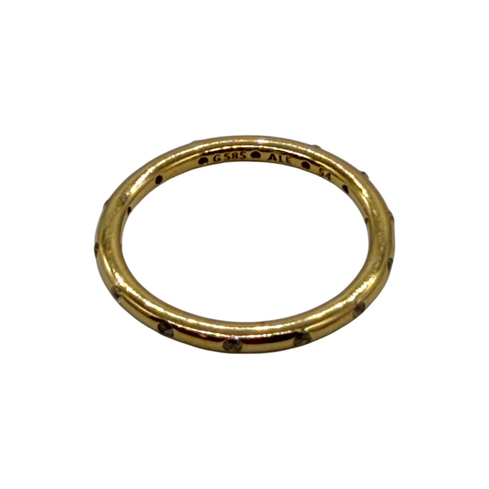AUTHENTIC PANDORA 14K GOLD DROPLETS RING 150178CZ $350 RETIRED SZ 6.75