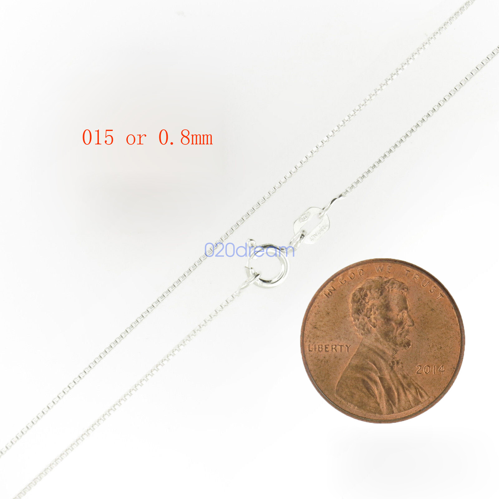Real 925 Sterling Silver Necklace 0.8/1.0mm BOX Chain 14-26 Inch Stamped Italy