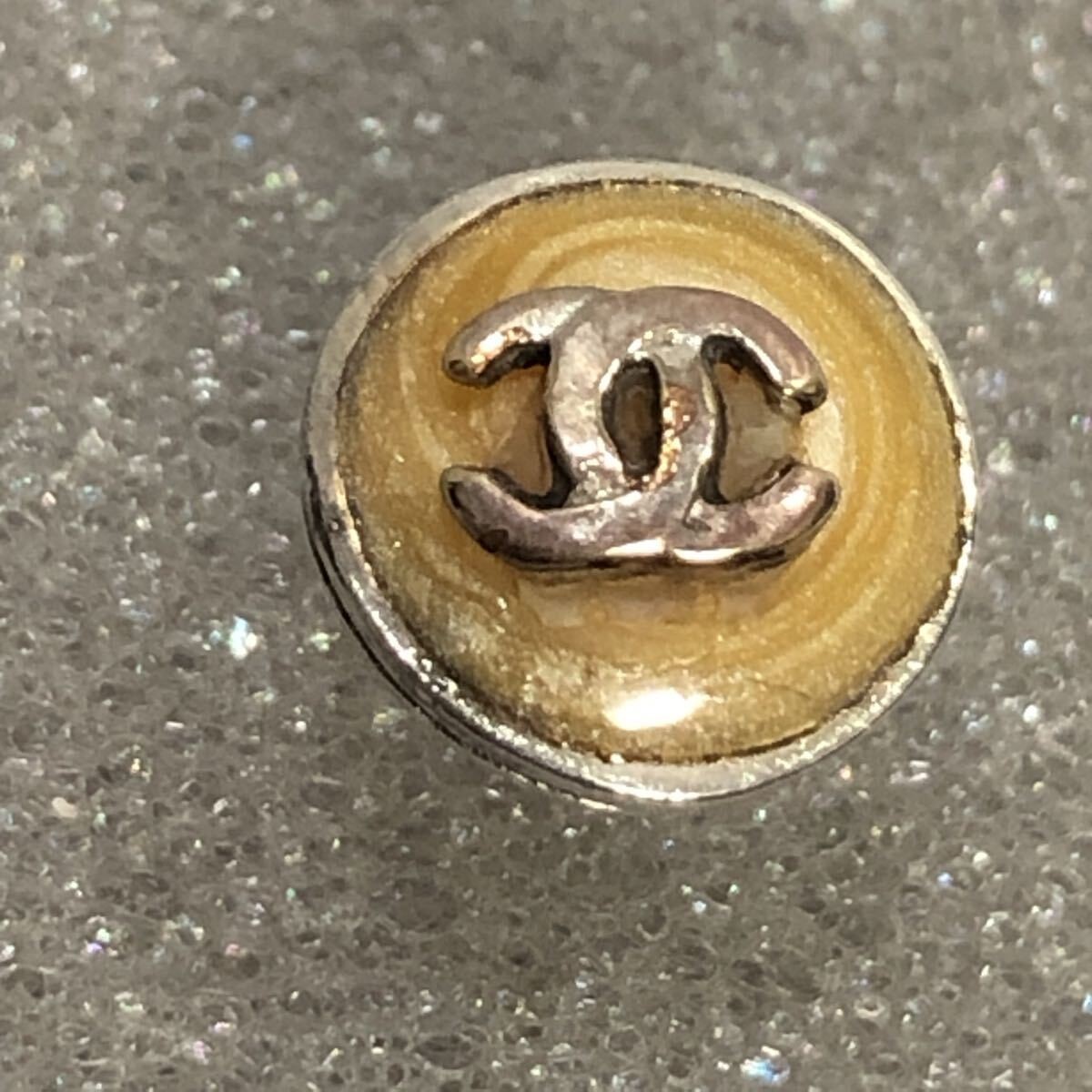 CHANEL Vintage Earrings Coco Logo Round Small Silver Plate 00T