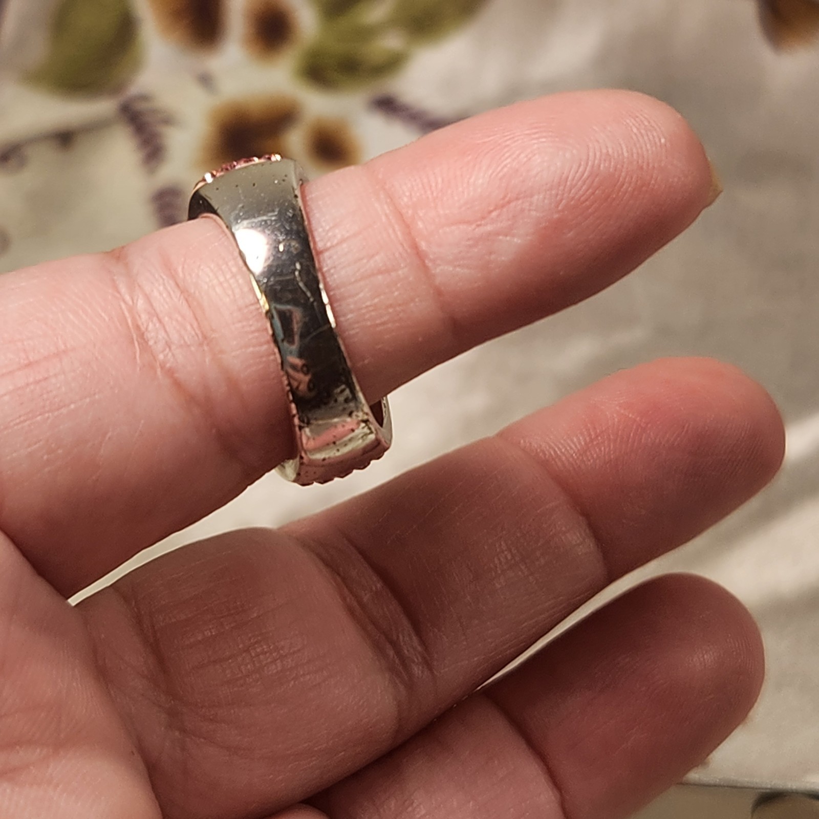 Genuine Crystal Size 8 Pink Zebra Ring