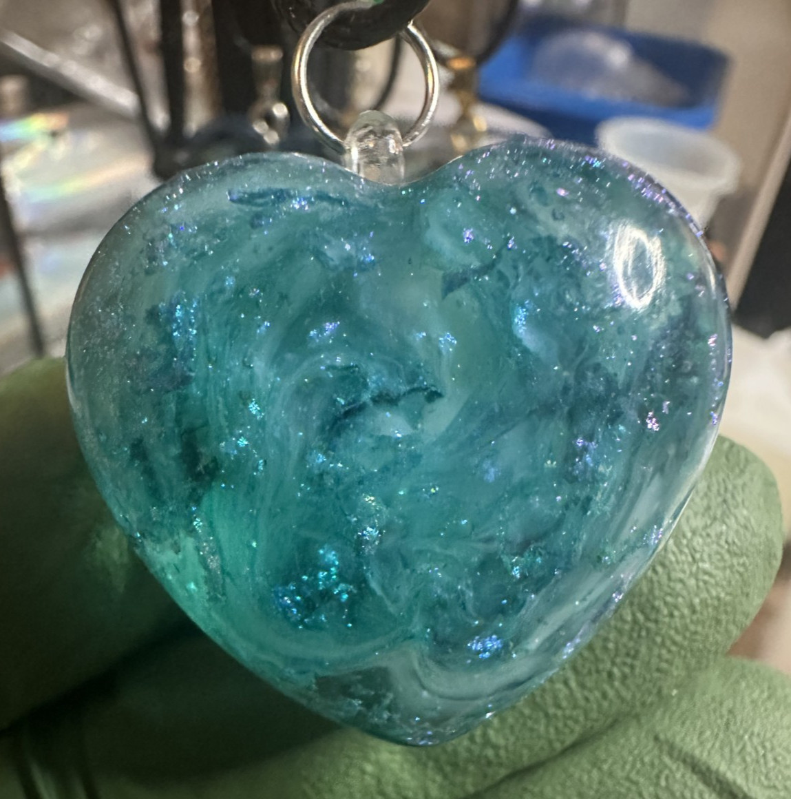 Green Multicolor Handmade Pendant Necklace (NCH0009)