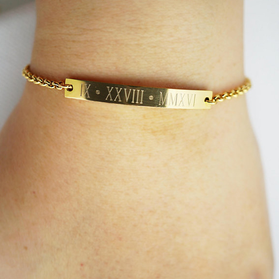 Personalized Bracelet Name Bar Bracelet Custom Engraved Any Name Date Coordinate