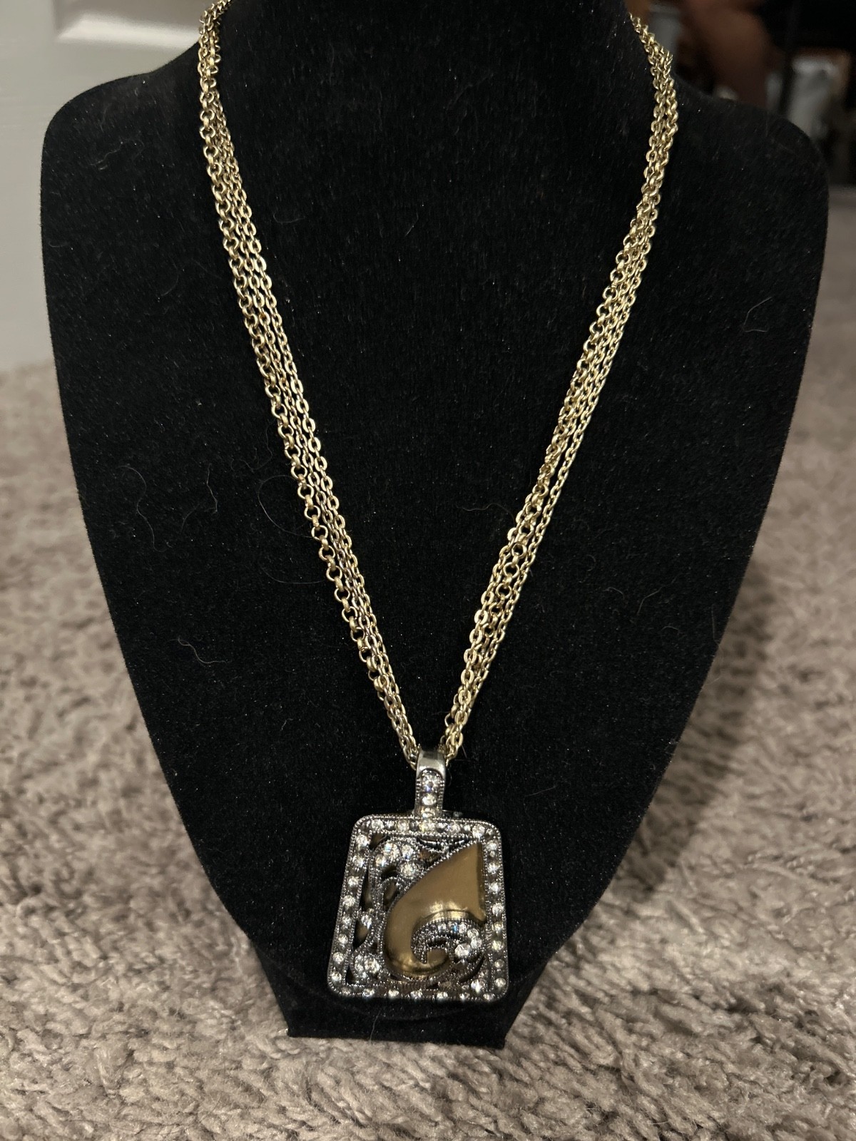 Ocean Wave Necklace with Crystals