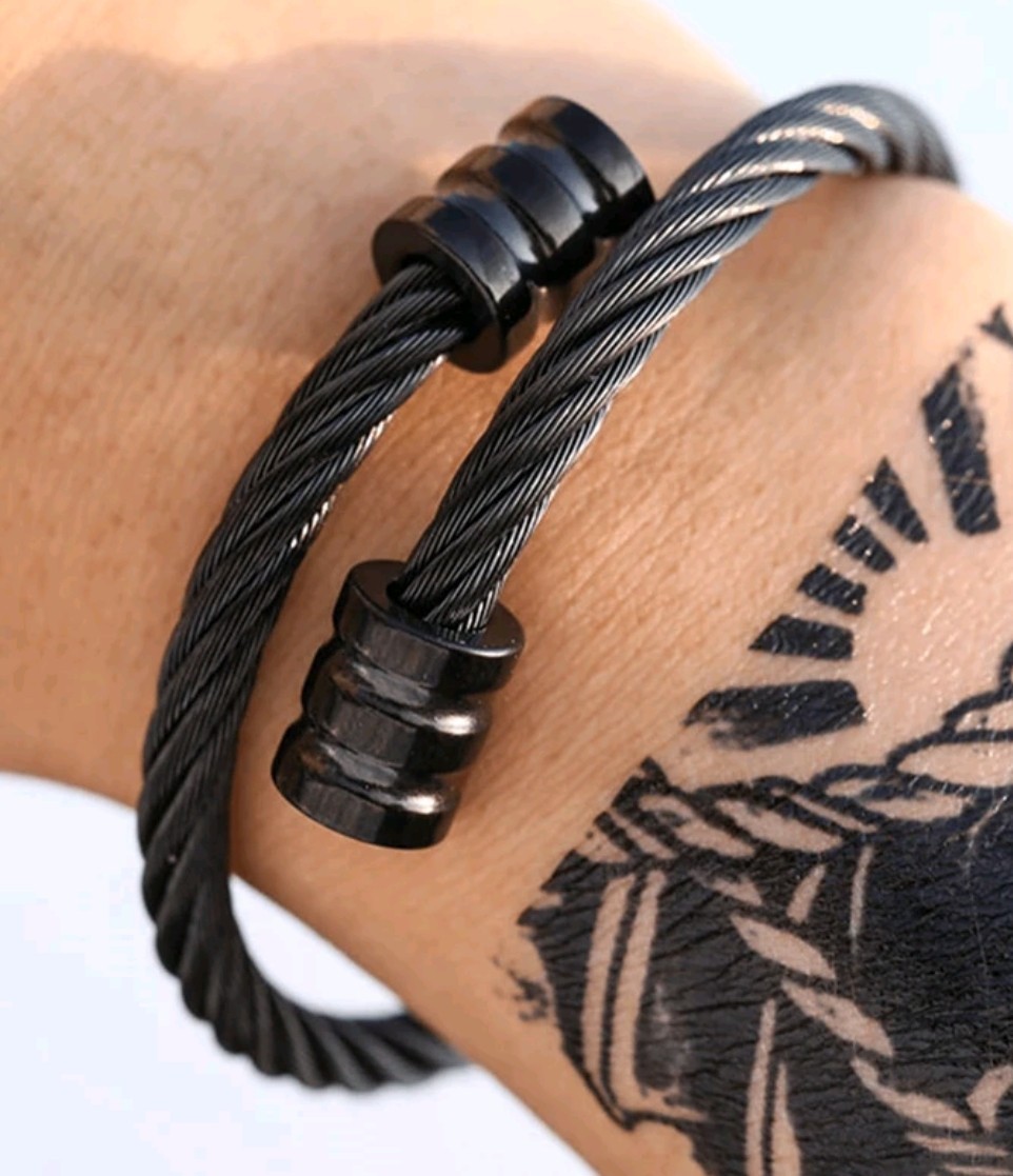 Black Bracelet Bangle Chain Charm Cuff