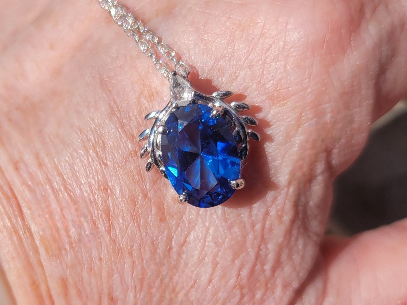 4.10 Ct Blue Saphire? Lab? Cz? 925 S/S Necklace