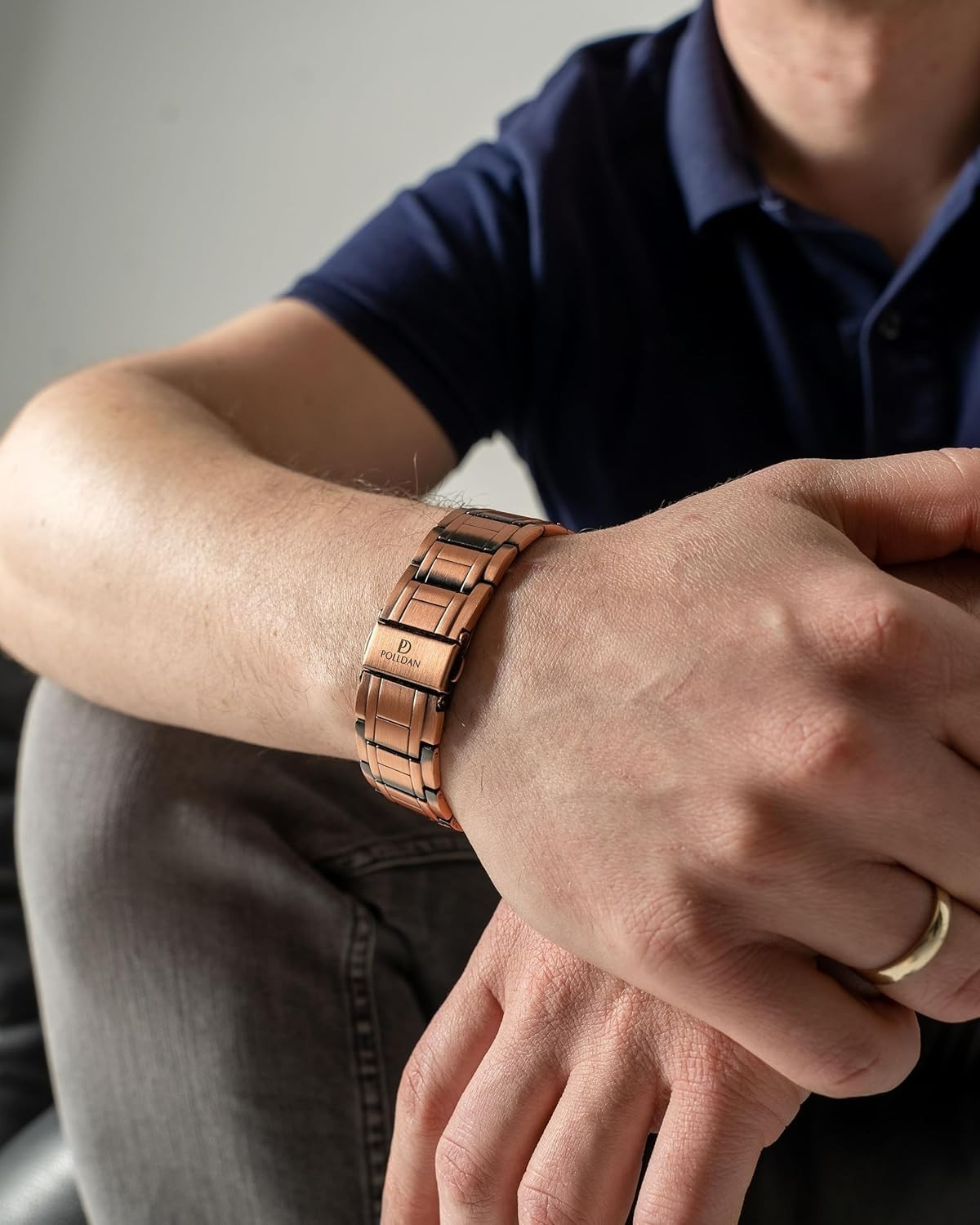 Pulsera de cobre con potencia de 6200 Gauss para hombre, Cobre puro 3X Power