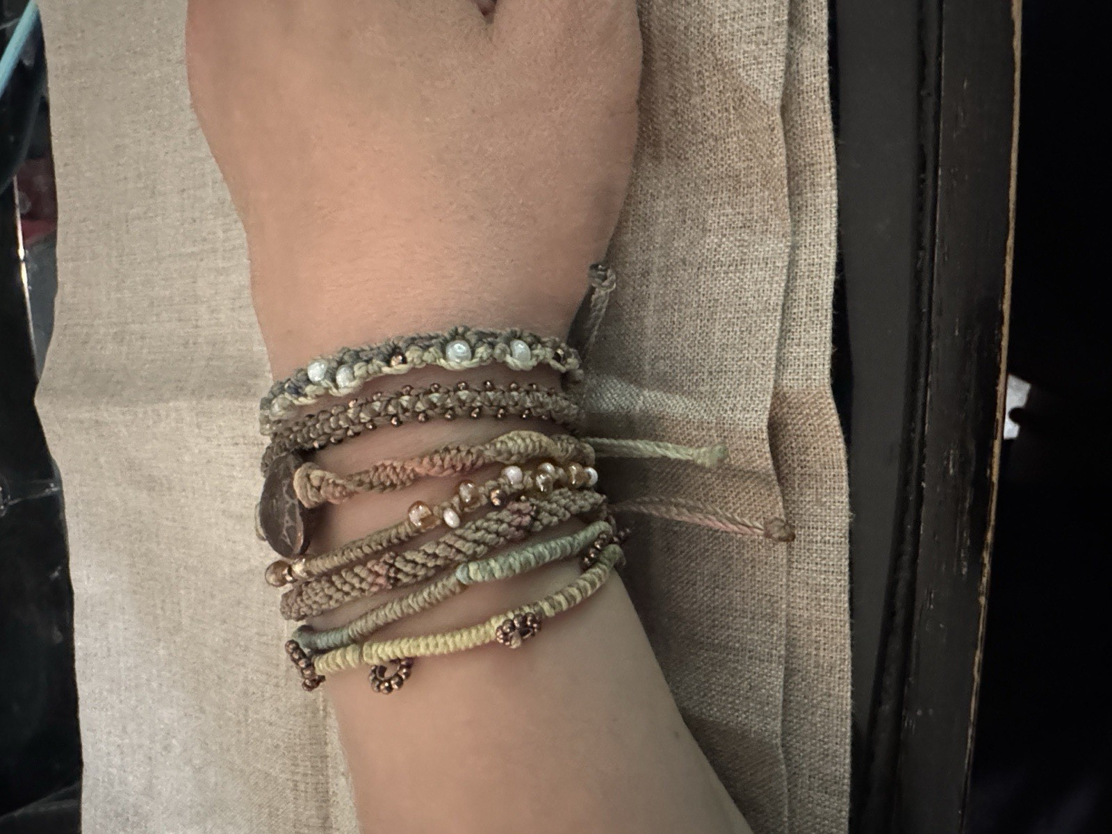 Multicolor Braided Wrap Cord Bracelet w/ Beads & Sun Charm, Adjustable