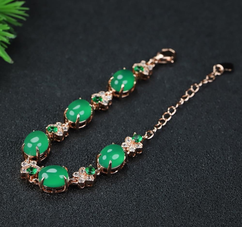 Girl Grandma Mothers Lady Women Green Jade Beads Bracelet Jewelry Gift Box DD304