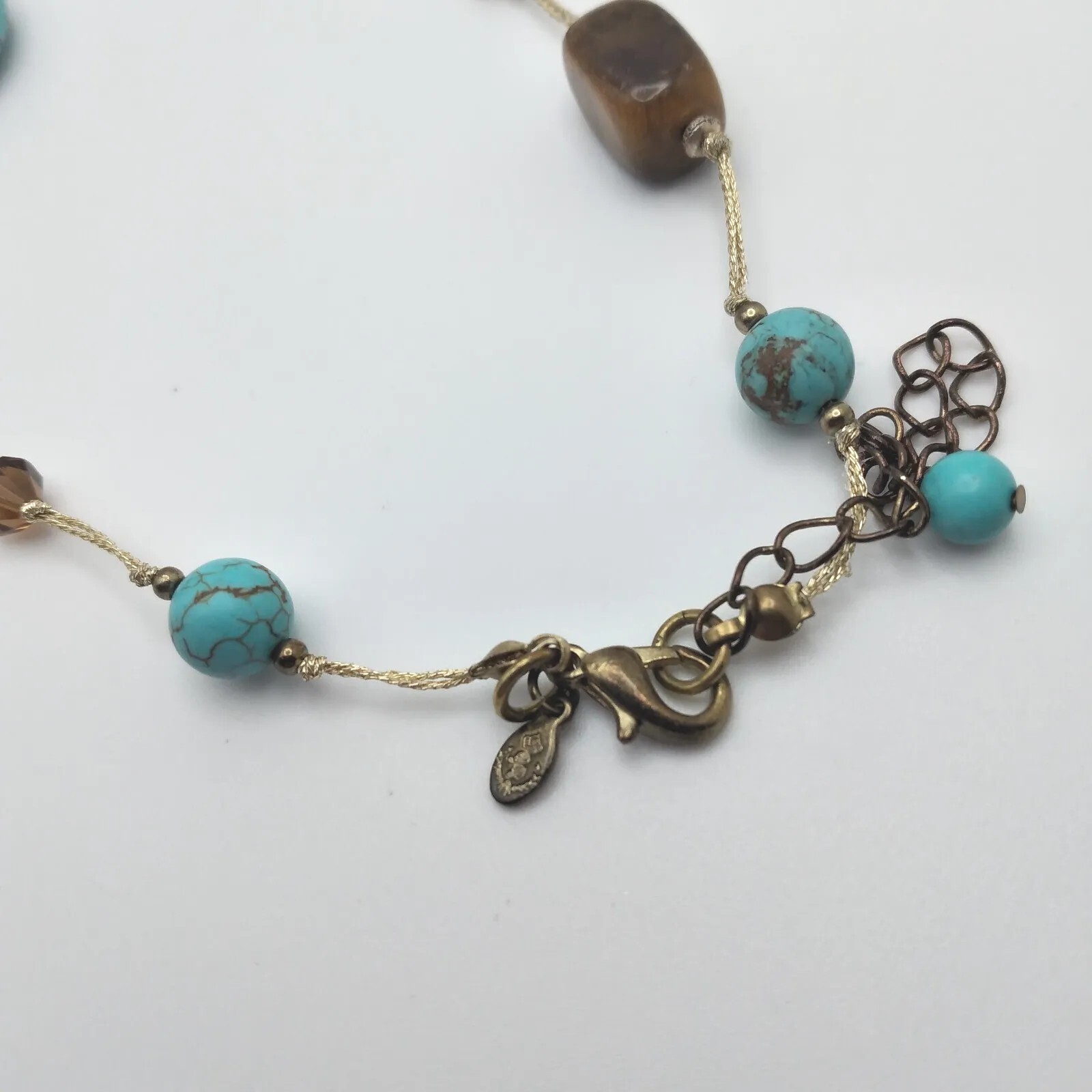 Premier Designs Long Multi Bead Necklace Mixed Shapes Colors Goldtone Chain