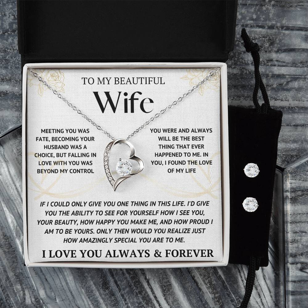 To My Wife Necklace With Free Earrings Bundle Christmas Gifts For Women Wife New