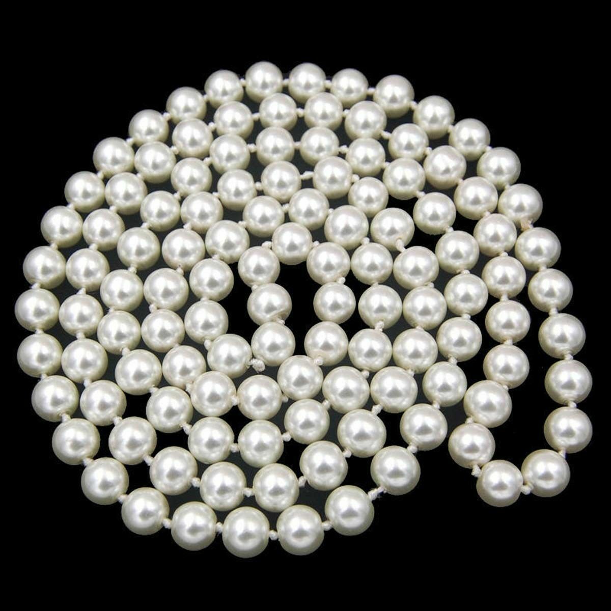 8/10mm South Sea White Shell Pearl Round Beads Necklace Long 24/36/50 Inches