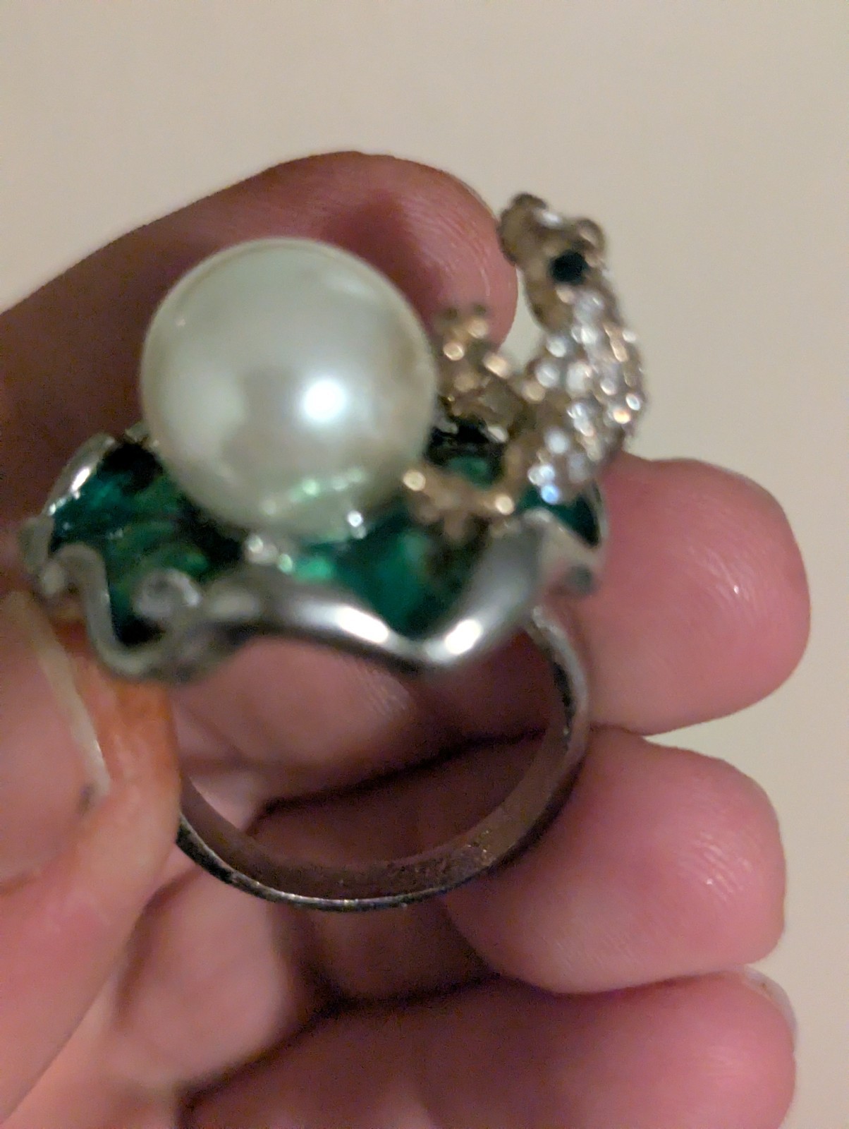 A Frog Ring With A Fake Pearl! It Is Green Yes, Yes Indeed. At least Has In It