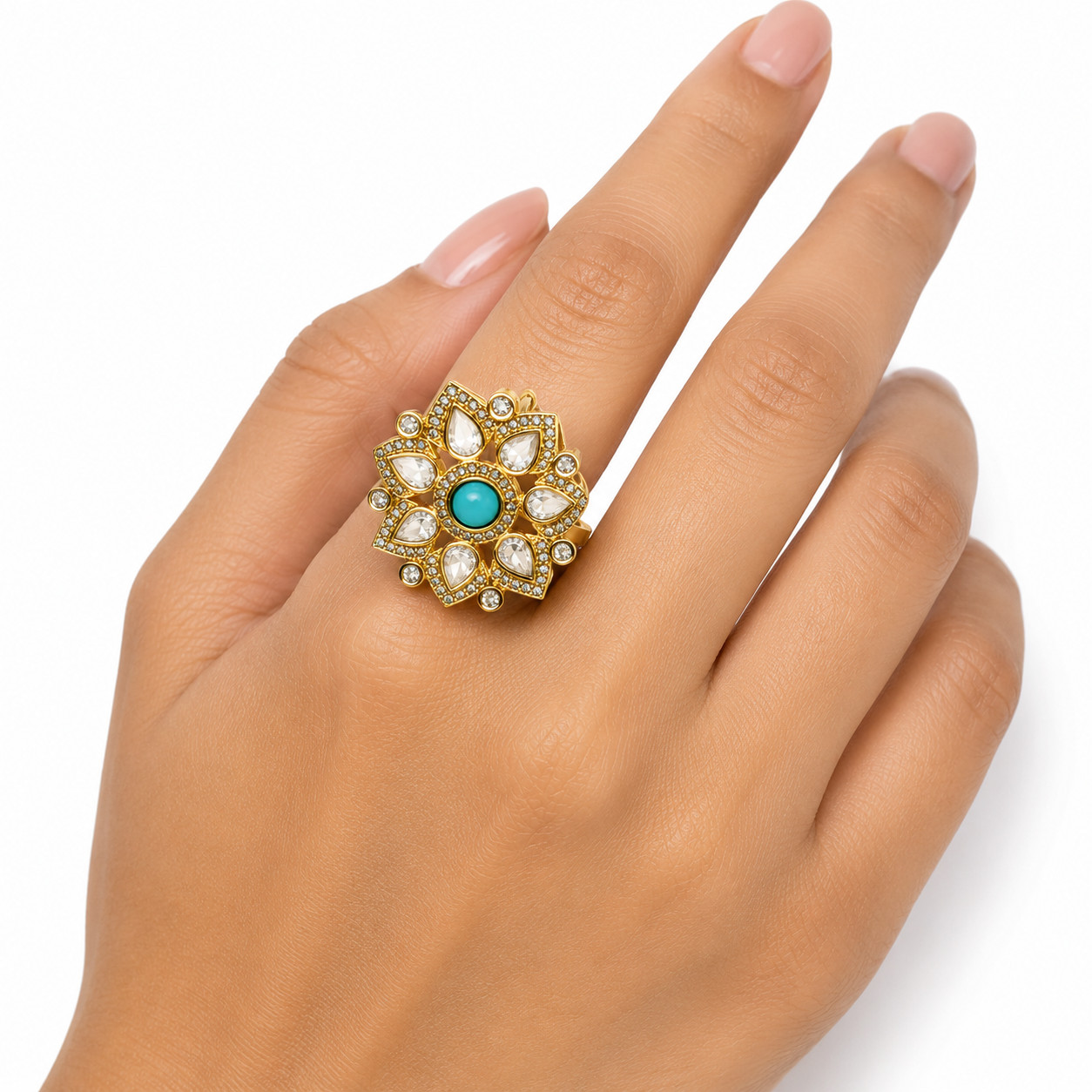 Adjustable Crystal Ring Natural Stone Healing Jewelry Handmade for Women 125