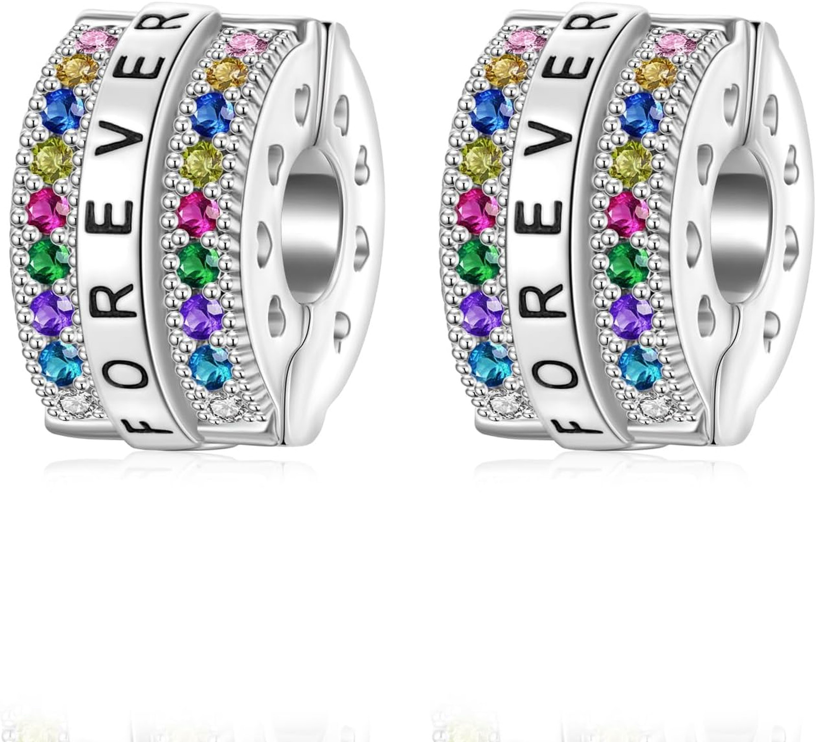 Sterling Silver Bead Stopper Clips for Bracelets 925 Spacer Charm 0.42×0.25 inch