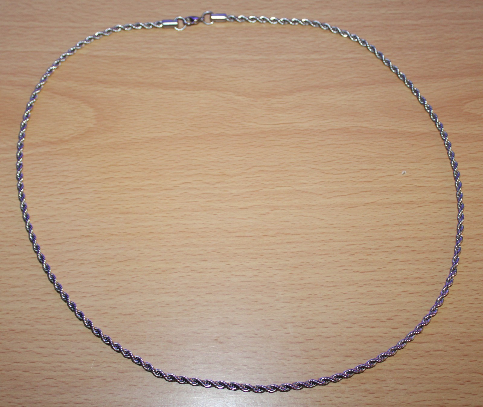 3.5 mm Solid Stainless Steel Rope Chain Necklace 28.5″ 25 Grams Total Weight New