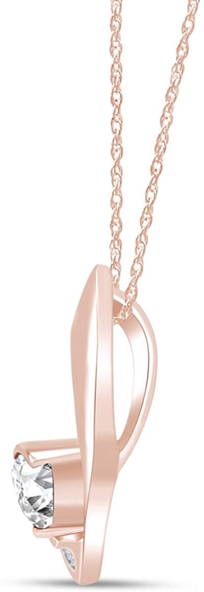 Triangle & Round Cut Simulated Diamond 14k Rose Gold Plated Fashion Pendant 18″