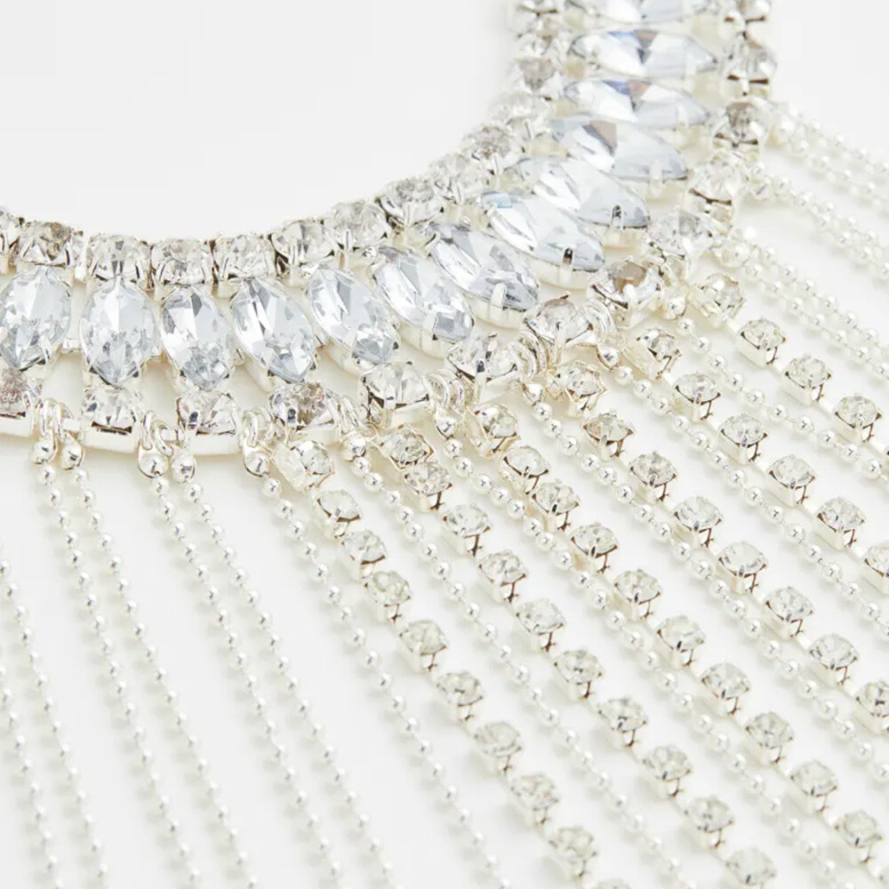 Women Rhinestone Necklace Tassels horse eye Fashion Jewel Sexy Body Chain 31019