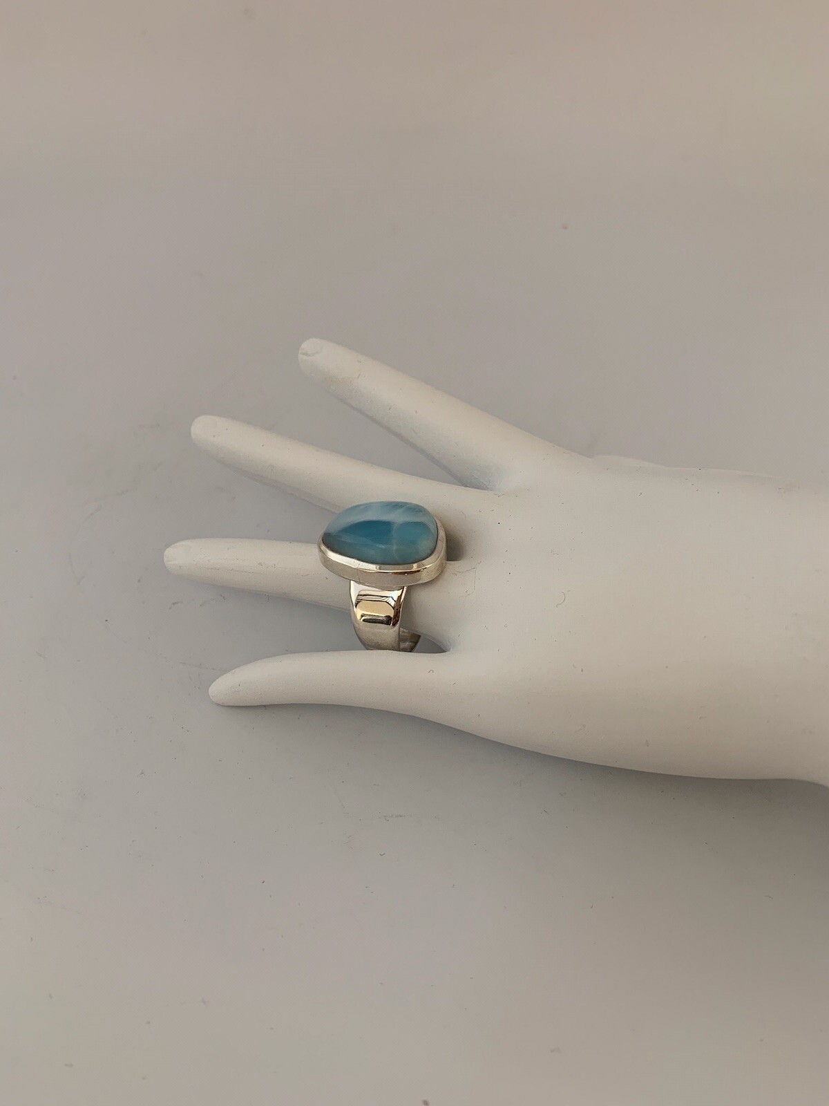 Larimar 925 Sterling Silver Design Ring Size 8 J.640