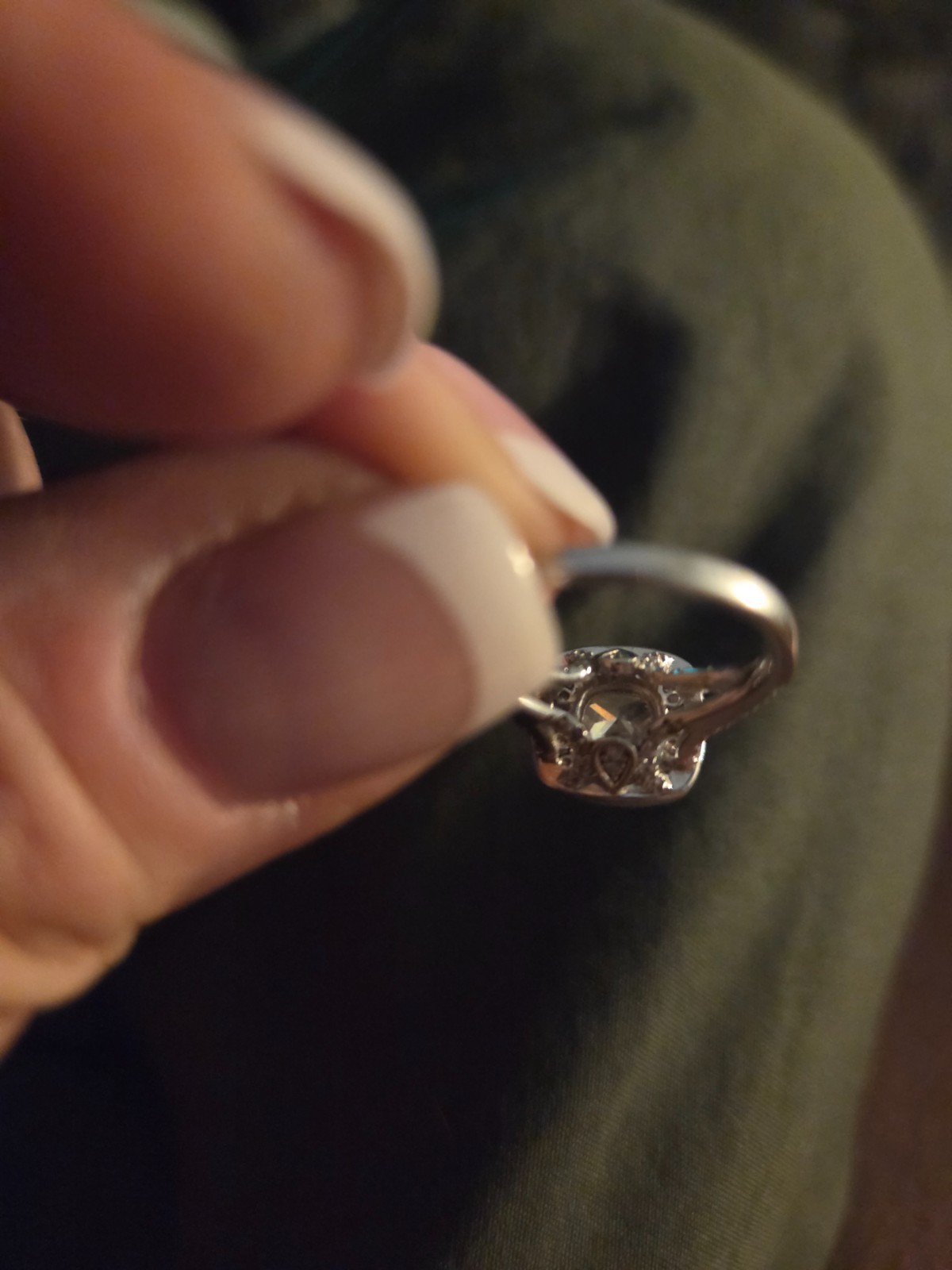Berricle Brand Clear and Pink Halo style CZ engagement – Size 6