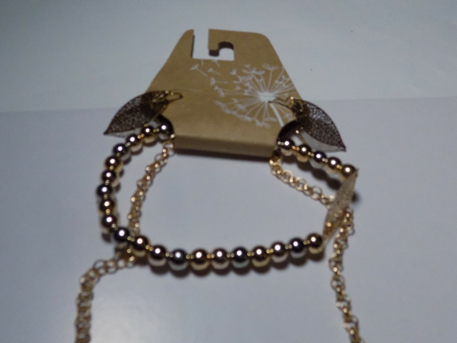 Gold Tone Filigree Leaf 3 PC Bracelet Necklace Earring Set NWT (155)