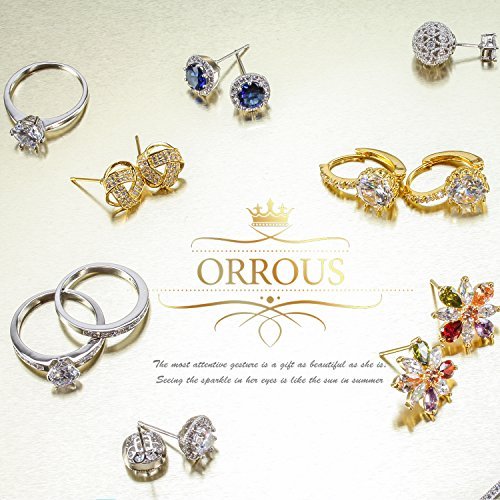 18k White Gold Plated Cubic Zirconia Arch Pendant Necklace by Orrous & Co